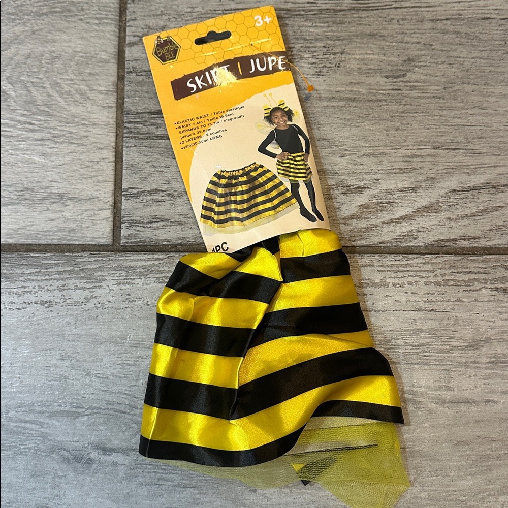 Yellow and Black Striped Bumble bee costume Skirt 3+ NEW